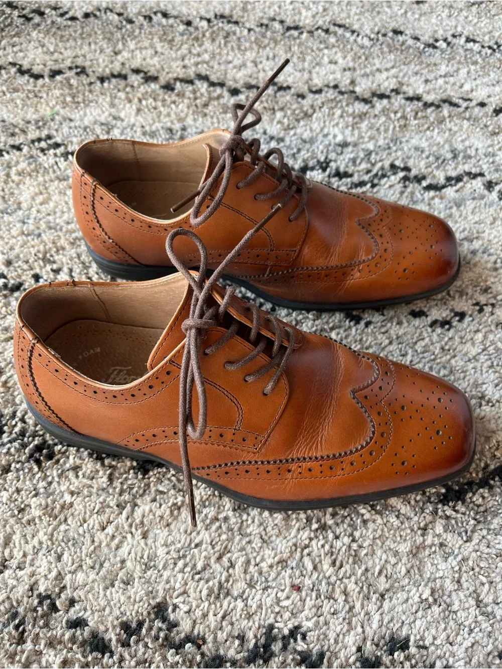 Florsheim Boys' Tan Brown Wingtip leather Dress Shoes